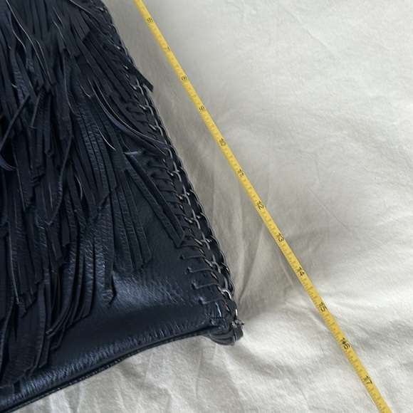 Vintage Black Leather Tassel Purse - vtg western purse - Picture 8 of 8